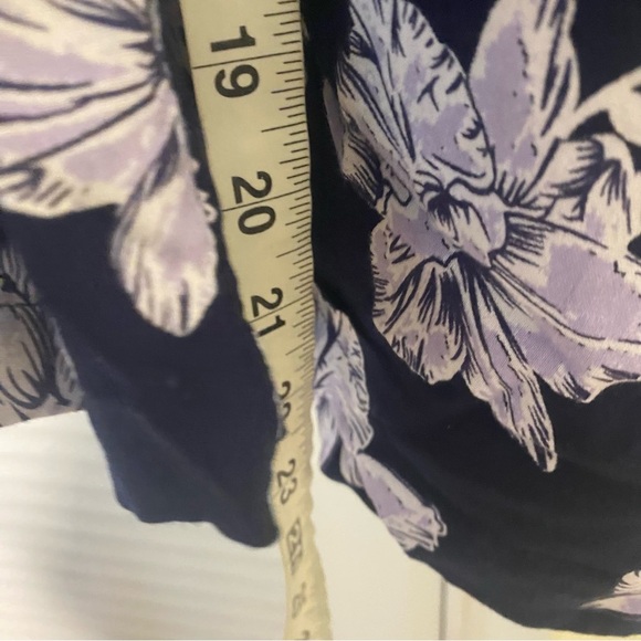 Ellos Size 2X Womens Pull On Palazzo Pants Floral Wide Leg Crop Blue Stretch - Picture 8 of 9